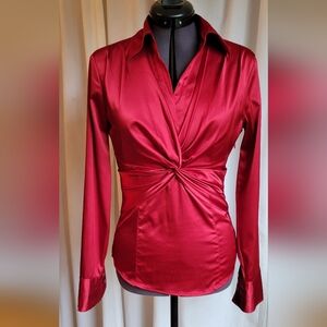 New York & Company, size 2, stretch satin dress shirt